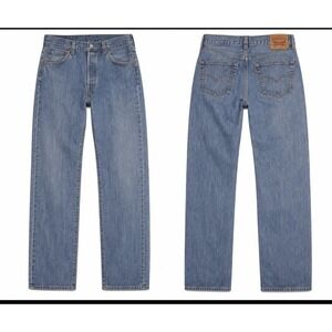Y2K Levis 501 Original Mens Straight Button Fly Blue Jeans 36x29 Light wash 1091